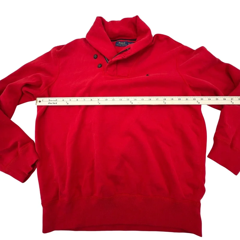 Polo‎ Ralph Lauren Men Red Shawl Collar Pullover Sweatshirt XL Classic Preppy